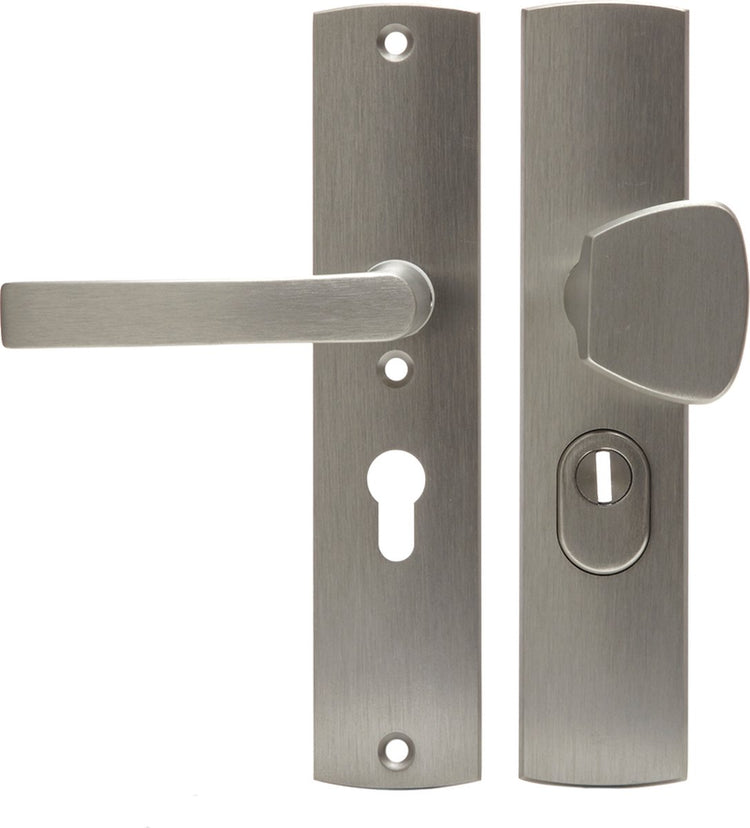 Ferrure de sécurité Axa (courbe plus) inox poli : poignée bouton (bloc modèle s) pc55 avec protection anti-arrachage skg***