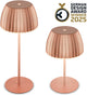 B.k.licht briloner champ - lampe de table rechargeable - lampe sans fil - intensité tactile - pour l'intérieur et l'extérieur - lauréat du prix du design allemand 2025 - cuivre - ø14,5 x 36,5 cm