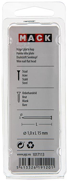Mack 1017113 - clou tête plate 90 gr 1,0 x 15 mm | 5 pièces