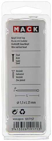 Mack 1017157 - clou tête ronde acier galvanisé 100 gr 1,5 x 25 mm | 5 pièces - afbeelding 2