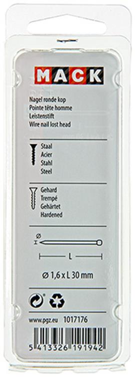 Mack 1017176 - clou tête ronde acier trempé 45 degrés 1,6 x 30 mm | 10 pièces