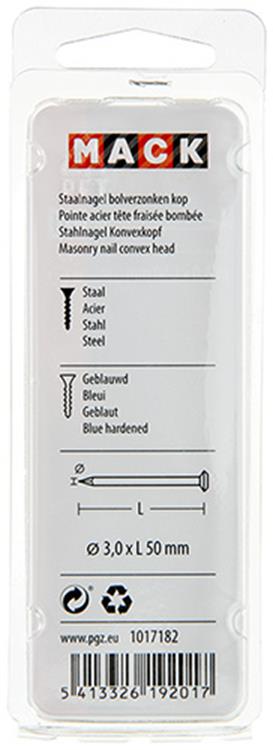 Mack 1017182 - clou en acier bvk acier bleui 45 gr 3,0 x 50 mm | 10 pièces