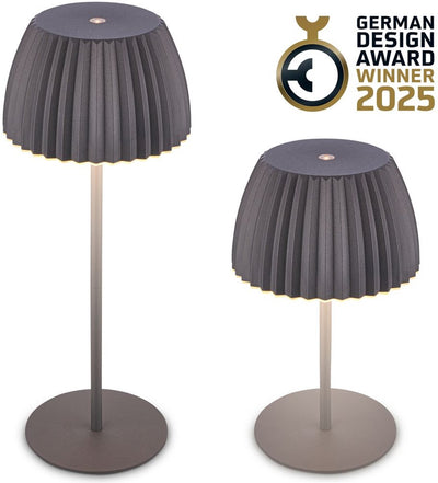B.k.licht briloner champ - lampe de table rechargeable - lampe sans fil - intensité tactile - pour l'intérieur et l'extérieur - lauréat du prix du design allemand 2025 - anthracite - ø14,5 x 36,5 cm