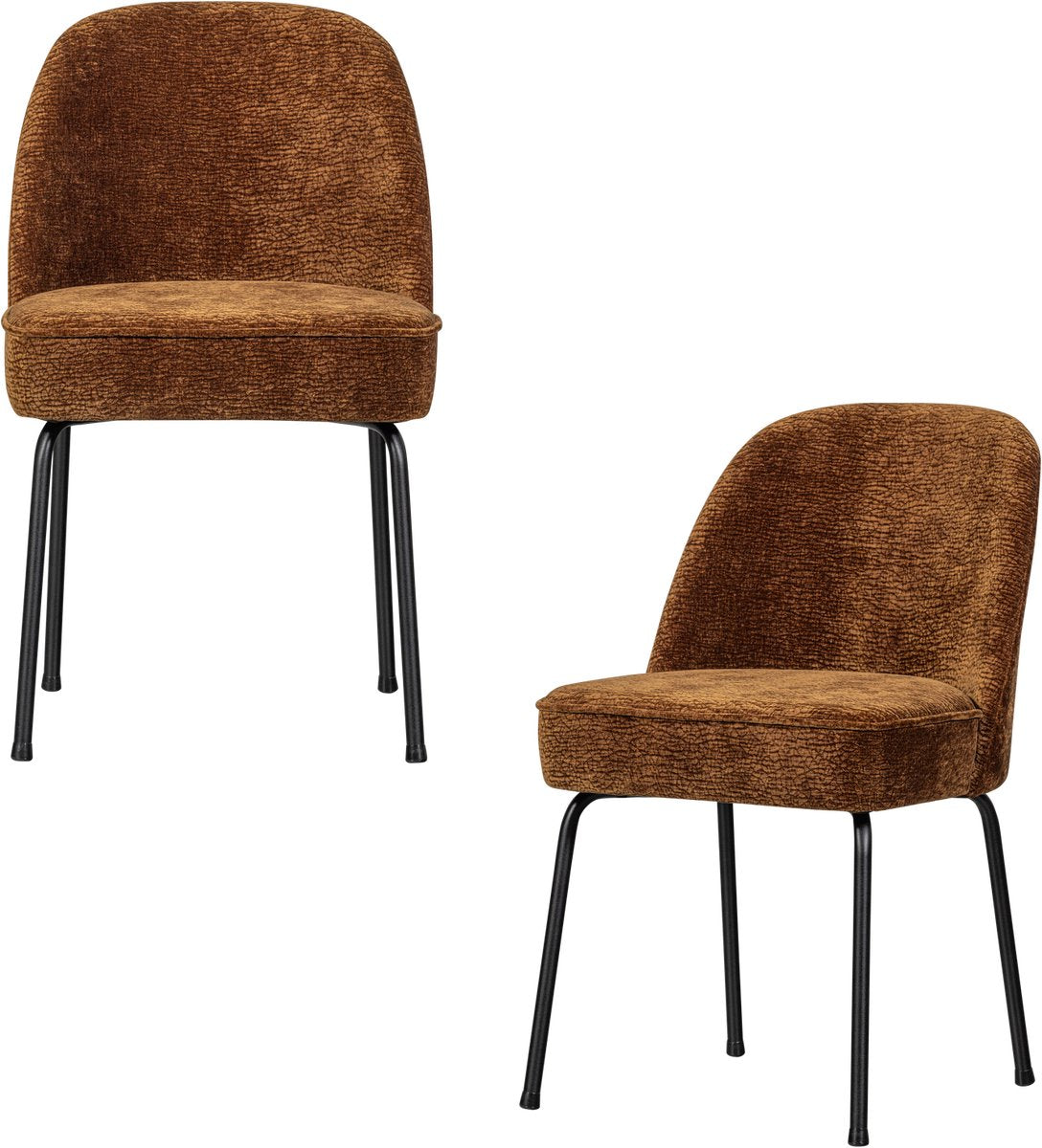 Chaises de salle à manger Woood vogue - chenille 3D - marron moyen - lot de 2