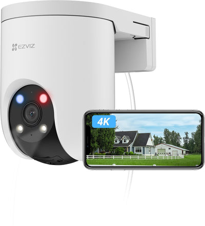 Ezviz h8c pro 4k (8mp) - extérieur - résolution 4k ultra HD - 360° PTZ - enregistrement 24h/24 et 7j/7 - couverture WiFi de 464m - caméra de sécurité filaire suivi AI - pas de frais mensuels