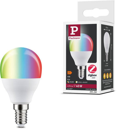 Paulmann Standard 230 V Smart Home ZigBee 3.0 Lampe Boule LED E14 470LM 5W RGBW+ Dimmable Mat