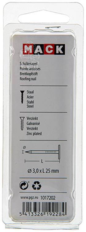 Mack 1017202 - clou de schiste en acier galvanisé 100 gr 3,0 x 25 mm | 5 pièces