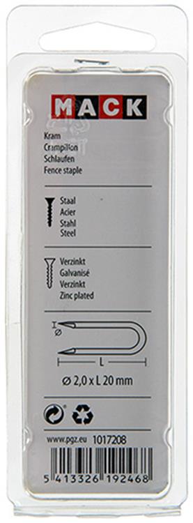 Mack 1017208 - acier de base galvanisé 80 gr 2,0 x 20 mm | 5 pièces