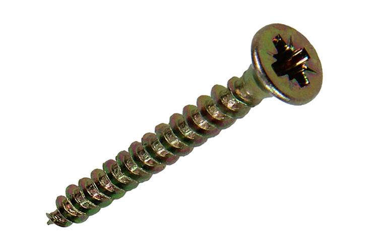 Mack 1017225 - vis pour panneaux d'aggloméré avec tête plaquée jaune 26 pcs 3,5 x 30 mm | 10 pièces