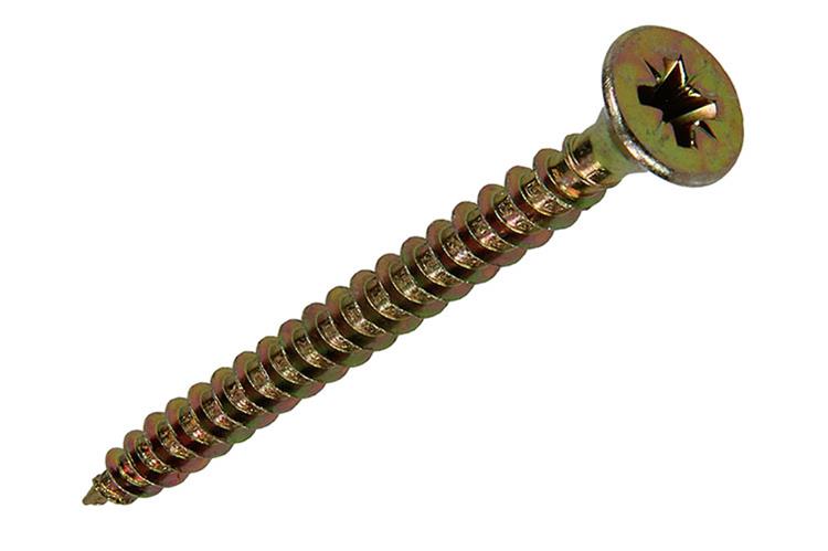 Mack 1017247 - vis pour panneaux d'aggloméré avec tête plaquée jaune 12 pcs 4,5 x 50 mm | 10 pièces
