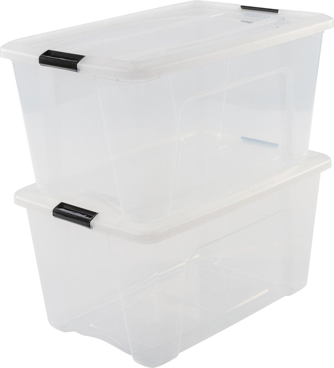Boîte de rangement Iris topbox - 45l - plastique - noir transparent - lot de 2