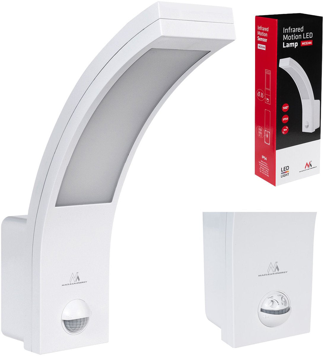 Lampe LED Maclean avec détecteur de mouvement infrarouge mce244 avec acu 850lm 10w ip54