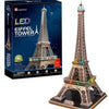 Tour Eiffel de puzzle de Fun Cubic Fun avec éclairage LED