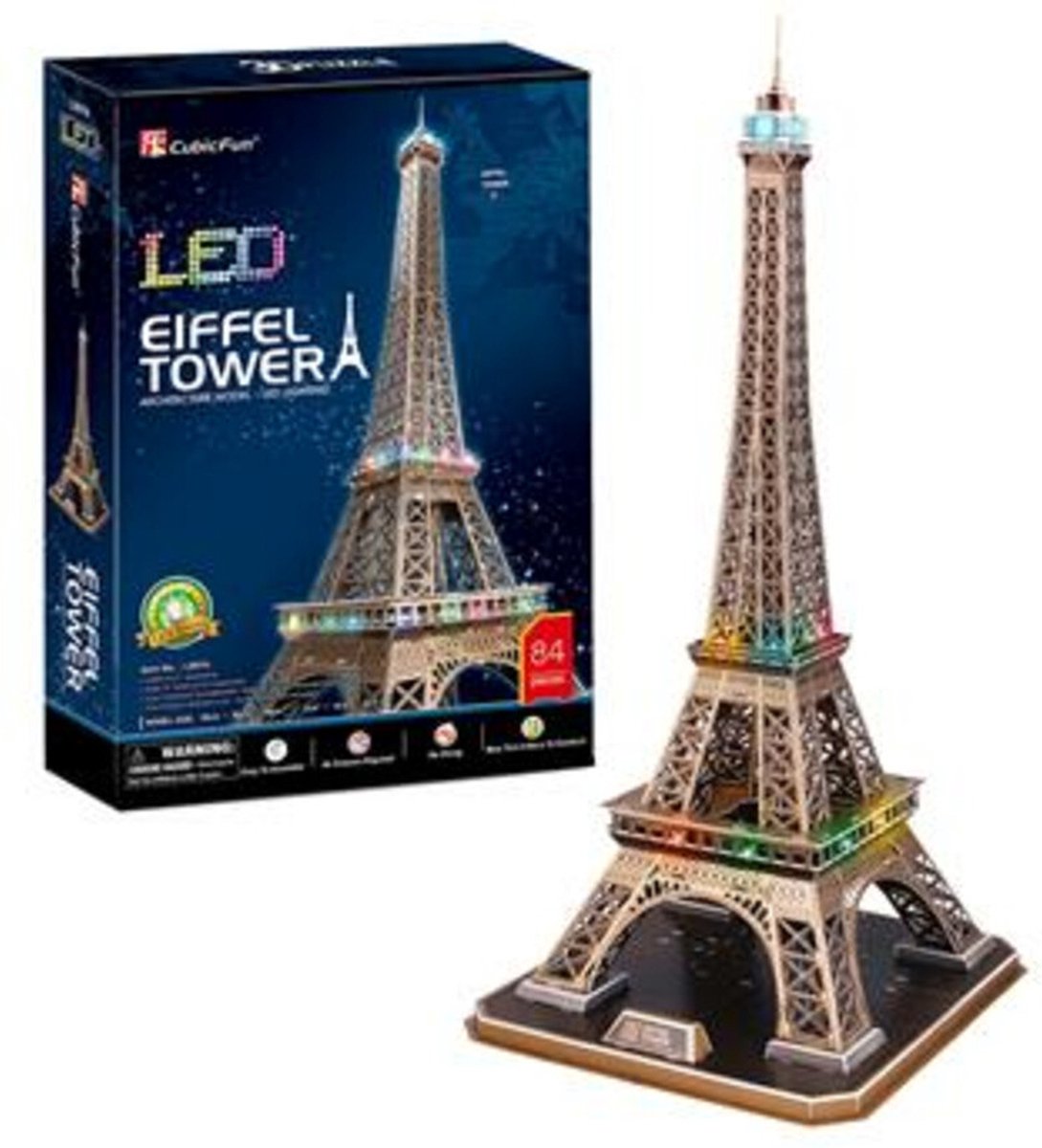 Tour Eiffel de puzzle de Fun Cubic Fun avec éclairage LED