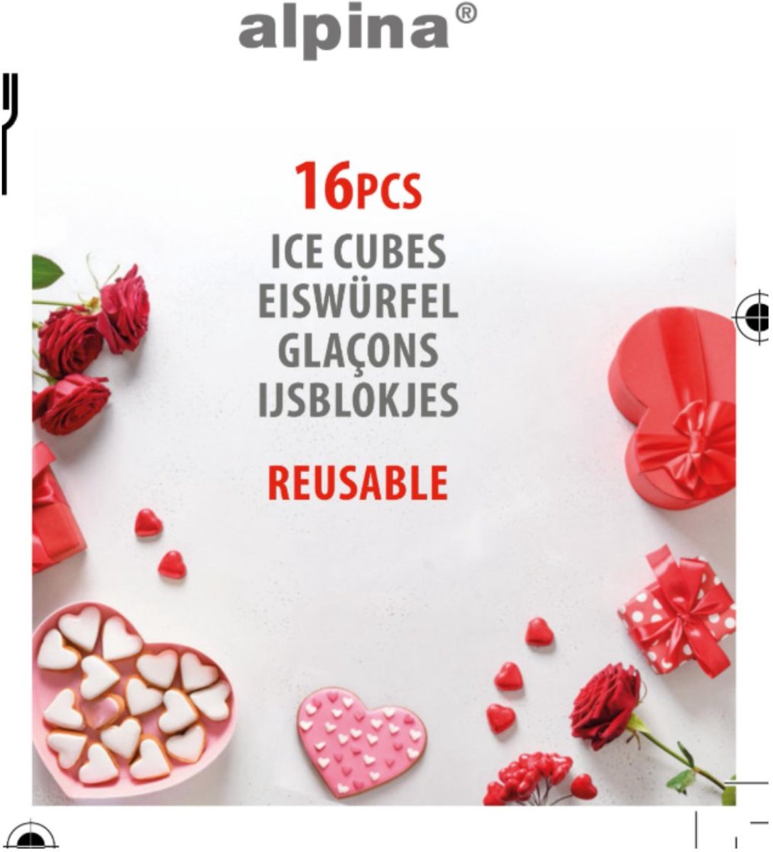 Alpina moule à glaçons en forme de coeur - pour congélateur - plastique 16 pièces