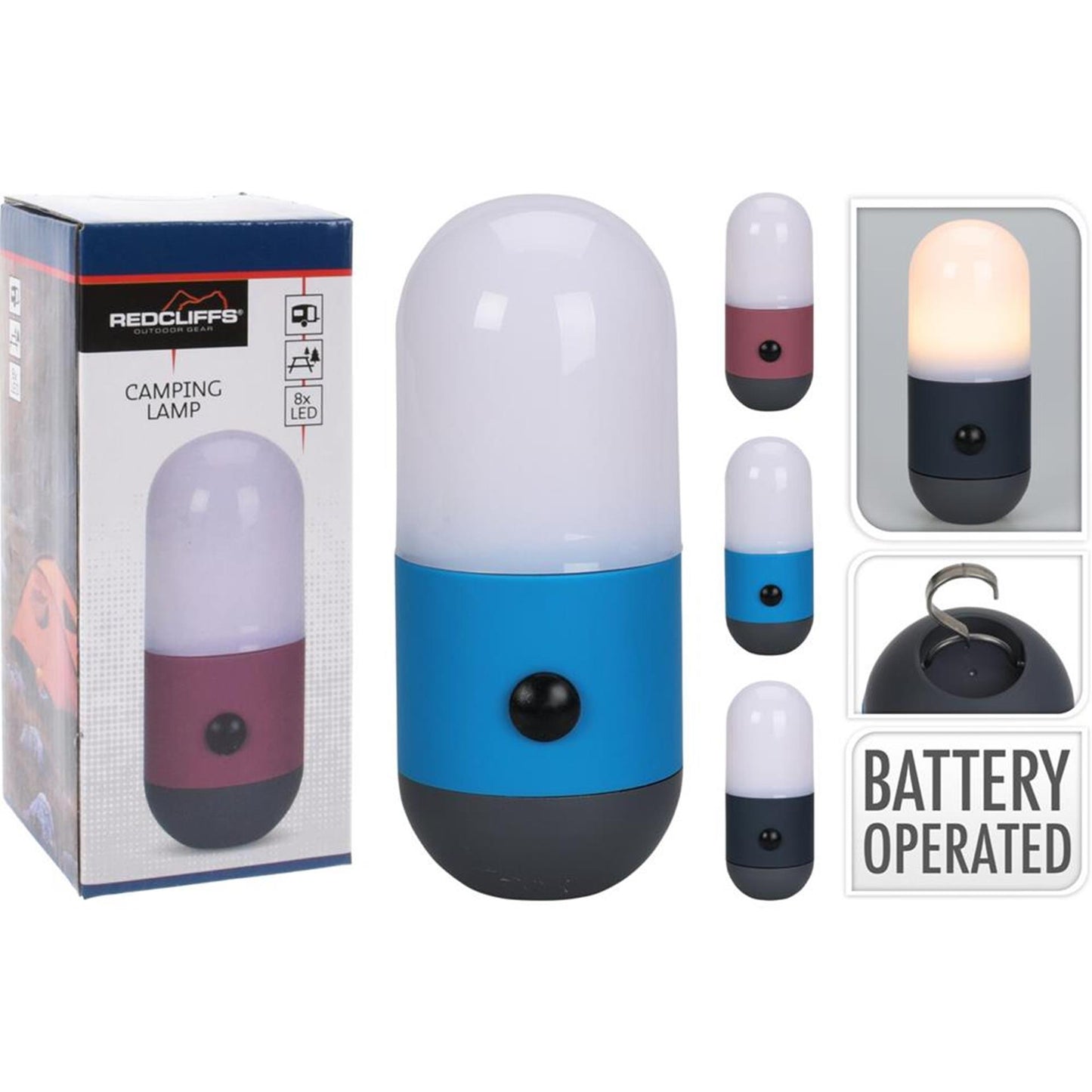 Lampe LED de camping Redcliffs pilule 6x6x14cm