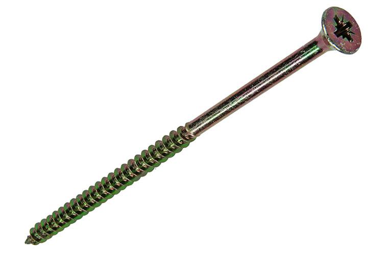 Mack 1017262 - vis pour panneaux d'aggloméré avec tête plaquée jaune. 4 pièces 5,0 x 100 mm | 5 pièces