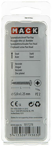 Mack 1017278 - vis pour panneaux d'aggloméré à tête cylindrique plaquée jaune 18 pièces 5,0 x 25 mm | 10 pièces - afbeelding 2
