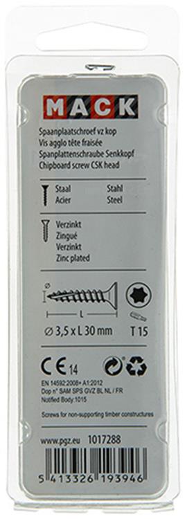 Mack 1017288 - spainplschr.vzkop-selfb. plaqué jaune 26 pcs 3,5 x 30 mm | 10 pièces