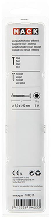Mack 1017317 - spainplschr.vzkop-selfb. plaqué jaune 5 pièces 5,0 x 90 mm | 5 pièces