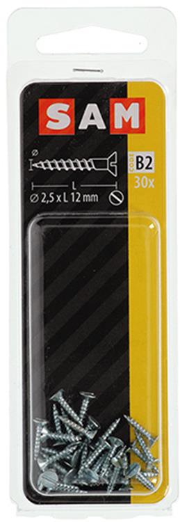 Mack 1017345 - vis à bois tête fraisée galvanisée 30 pcs 2,5 x 12 mm | 10 pièces