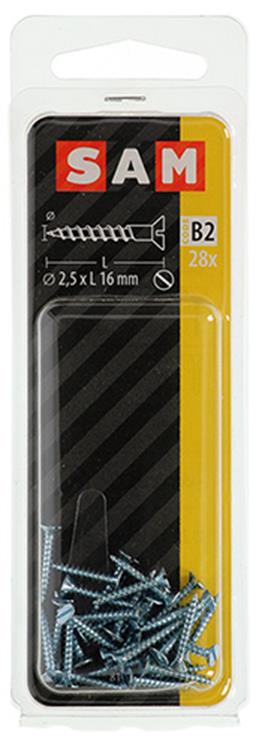 Mack 1017346 - vis à bois tête fraisée galvanisée 28 pcs 2,5 x 16 mm | 10 pièces