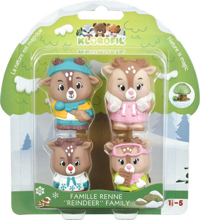 Klorofil le jeu familial des rennes - jeu de figurines - figurines familiales - jouets pour enfants - rudy, astrid, sten et helga - à partir de 18 mois - 4 pièces
