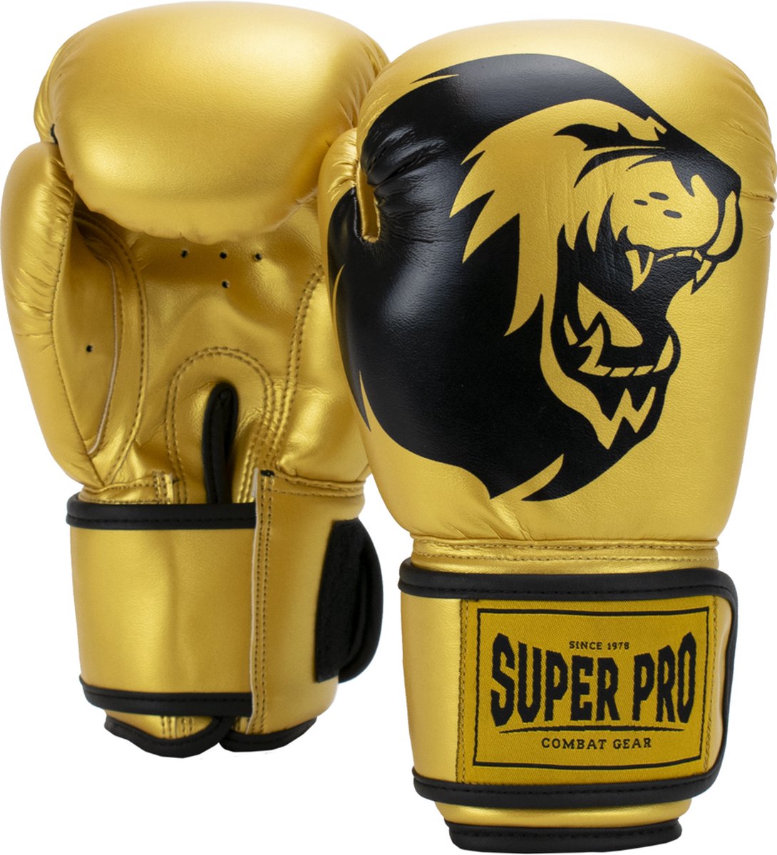 Super pro combat gear talent (kick) gants de boxe or noir 6oz