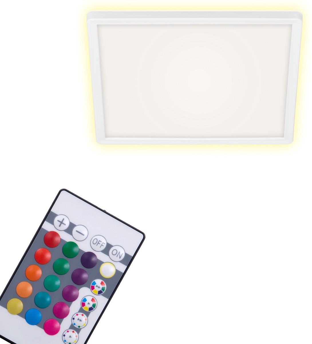 Briloner slim - Plafonnier LED - Plafonnier dimmable - Plafonnier - RVB - Contrôle des couleurs - Rétroéclairage - incl. télécommande - 15 watts - 1 850 lumens - 4 000 Kelvin - blanc