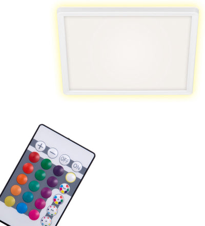 Briloner slim - Plafonnier LED - Plafonnier dimmable - Plafonnier - RVB - Contrôle des couleurs - Rétroéclairage - incl. télécommande - 15 watts - 1 850 lumens - 4 000 Kelvin - blanc