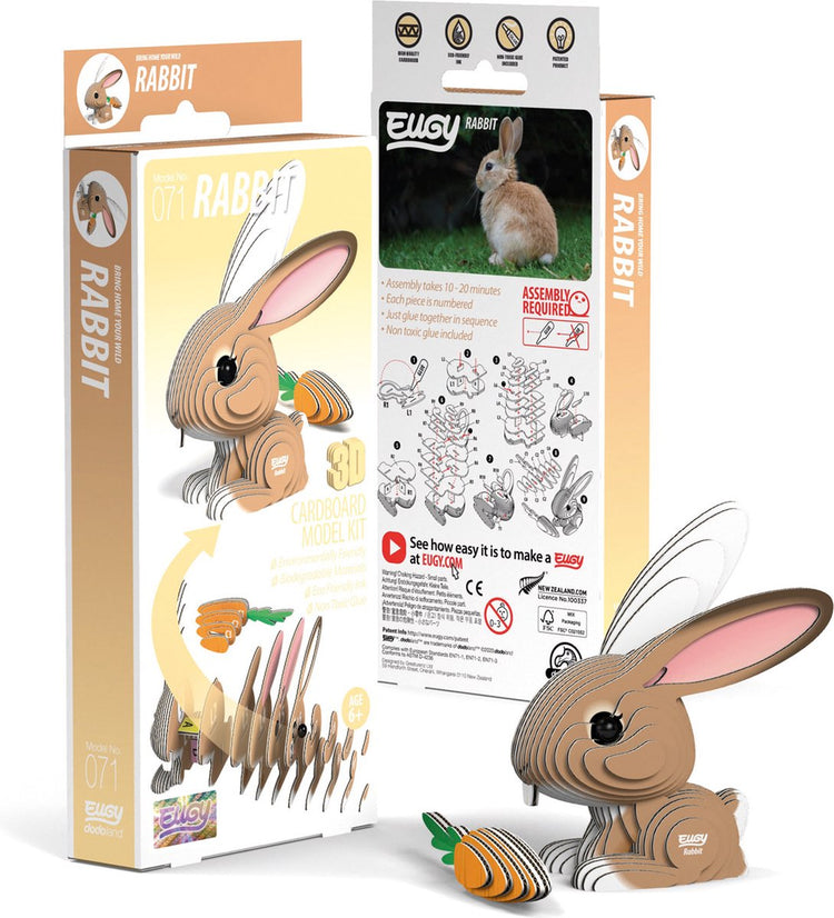 Puzzle 3D Eugy - lapin - animaux de la ferme - durable - collectionnez-les tous - 6 ans