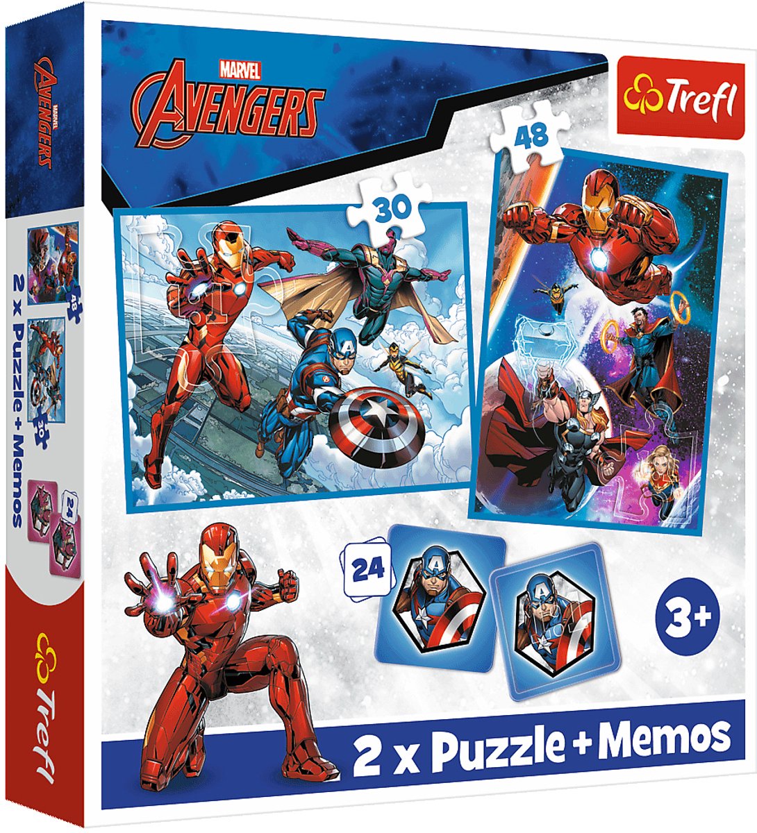 Puzzle Trefl et mémoire Marvel Avengers - Jeu 2 en 1 pour les enfants.
