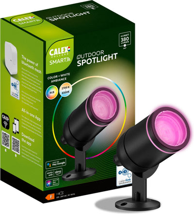 Lampe d'extérieur LED intelligente Calex outdoor - spot de sol intelligent - RVB et lumière blanc chaud - 4W - noir