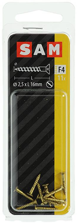 Mack 1019646 - vis à bois tête fraisée laiton 11pcs 2,5 x 16 mm | 10 pièces
