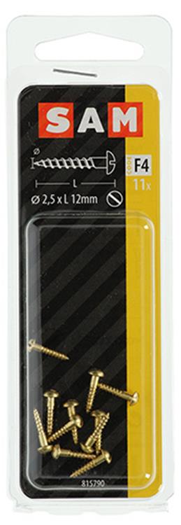 Mack 1019657 - vis à bois tête cylindrique laiton 11 pcs 2,5 x 12 mm | 10 pièces