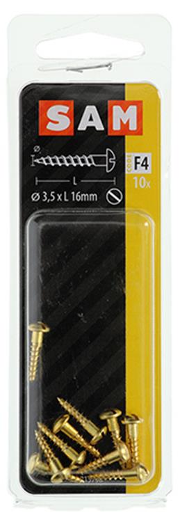 Mack 1019661 - vis à bois tête cylindrique laiton 10 pcs 3,5 x 16 mm | 10 pièces