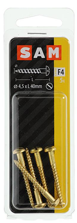 Mack 1019666 - vis à bois tête cylindrique laiton 5 pcs 4,5 x 40 mm | 10 pièces