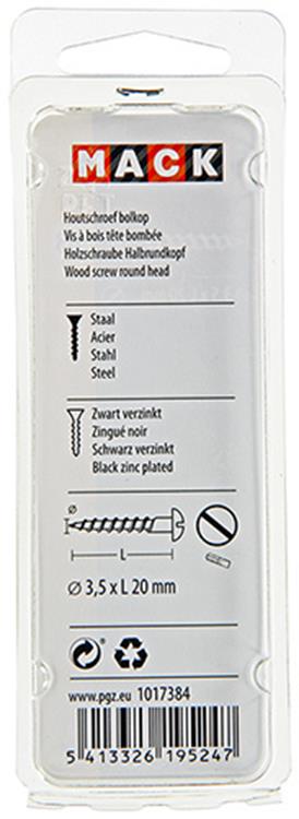 Mack 1017384 - vis à bois tête cylindrique galvanisée noire 15 pcs 3,5 x 20 mm | 10 pièces