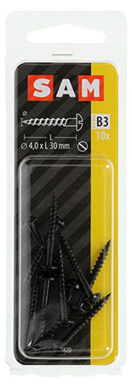 Mack 1017385 - vis à bois tête cylindrique galvanisée noire 10 pcs 4,0 x 30 mm | 10 pièces