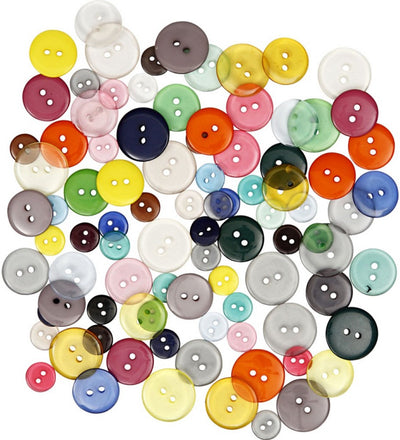 Boutons Creativ company, d 12+18+20 mm, différentes couleurs, 50 gr, 100 pièces 1 boîte