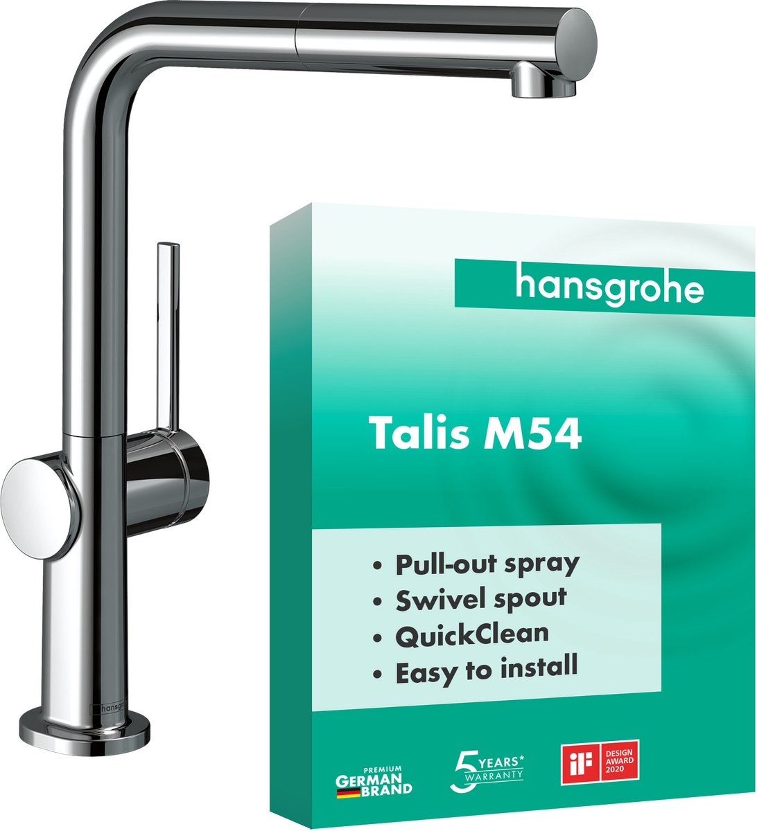 Hansgrohe m54 - robinet de cuisine talis avec douchette extractible, chromé 72808000