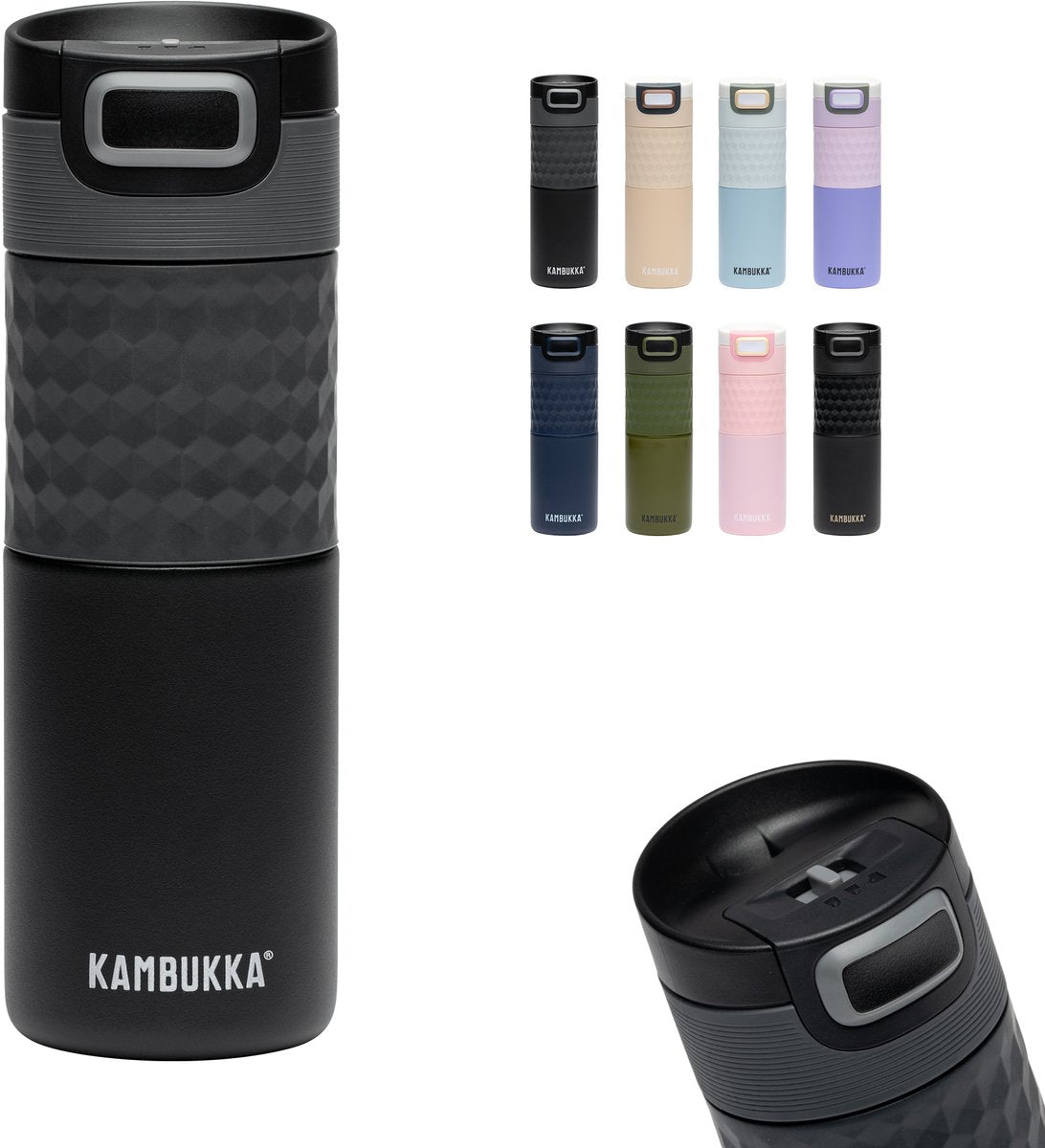 Kambukka etna grip tasse thermos 500 ml - facile à nettoyer - tasse à café étanche - acier noir