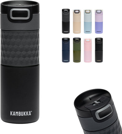 Kambukka etna grip tasse thermos 500 ml - facile à nettoyer - tasse à café étanche - acier noir