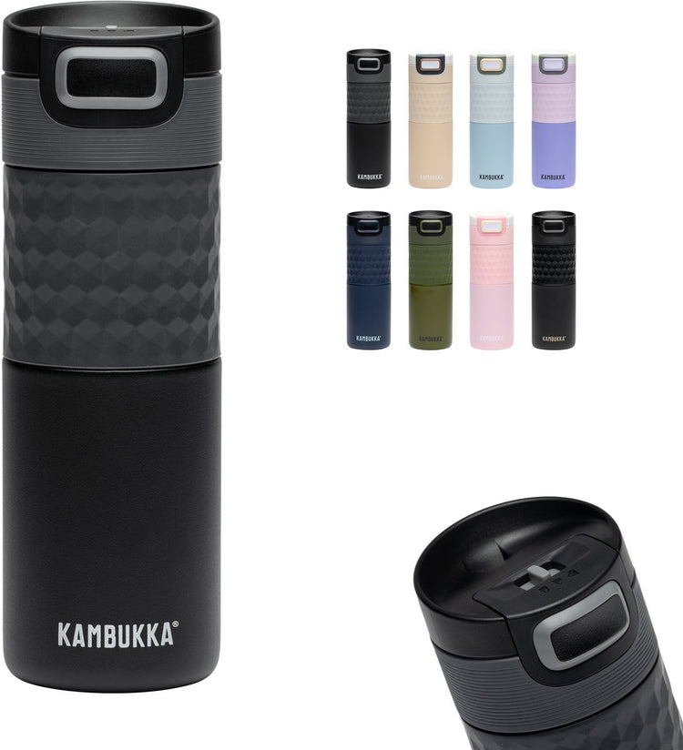 Kambukka etna grip tasse thermos 500 ml - facile à nettoyer - tasse à café étanche - acier noir