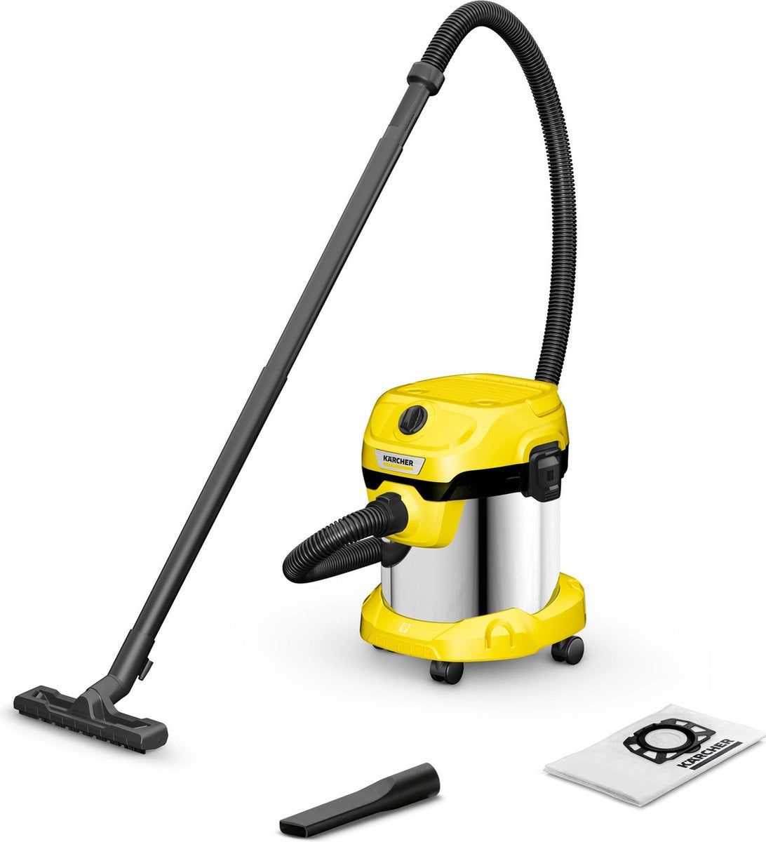 Aspirateur eau et poussière Kärcher wd 2 plus s v-15 4 18 - 1000w - réservoir à poussière en acier inoxydable 15l - câble d'alimentation 4m