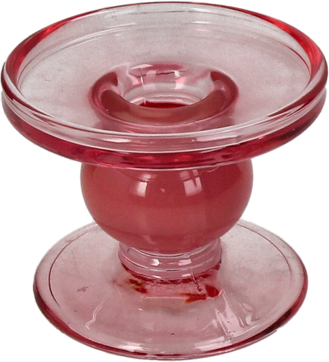Bougeoir collection Hd verre rose 9x9x7cm