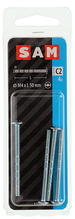 Mack 1017532 - vis à métal sécable galvanisée. 4 pièces m4 x 50 mm | 10 pièces