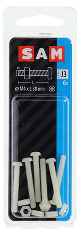 Mack 1017641 - vérin à vis métal. tête + écrou nylon 6 pcs m4 x 30 mm | 10 pièces