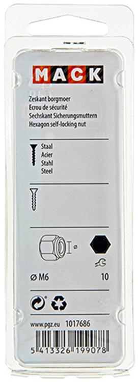 Mack 1017686 - contre-écrou hexagonal en acier galvanisé 14 pcs m6 | 10 pièces