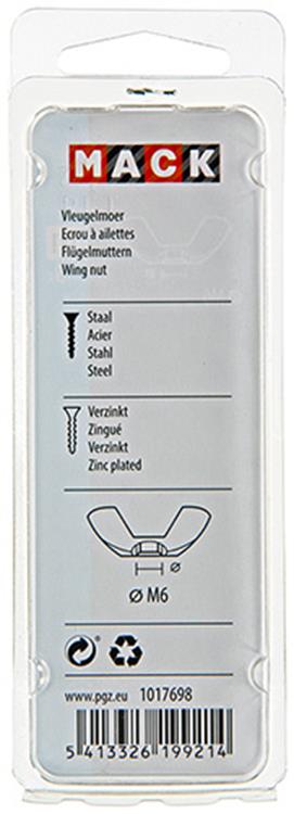 Mack 1017698 - écrou à oreilles en acier galvanisé 5 pcs m6 | 10 pièces
